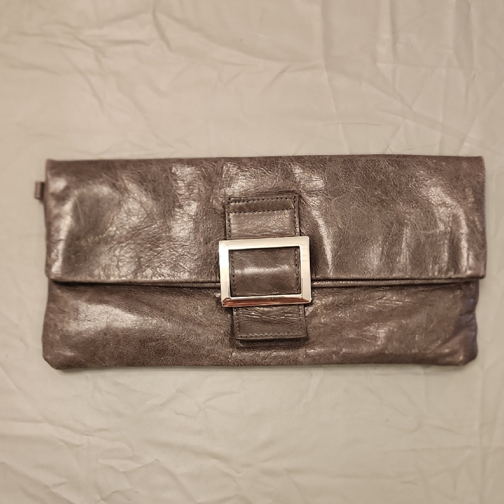 Sabina Silver Clutch with Sleek Design and Metallic Finish